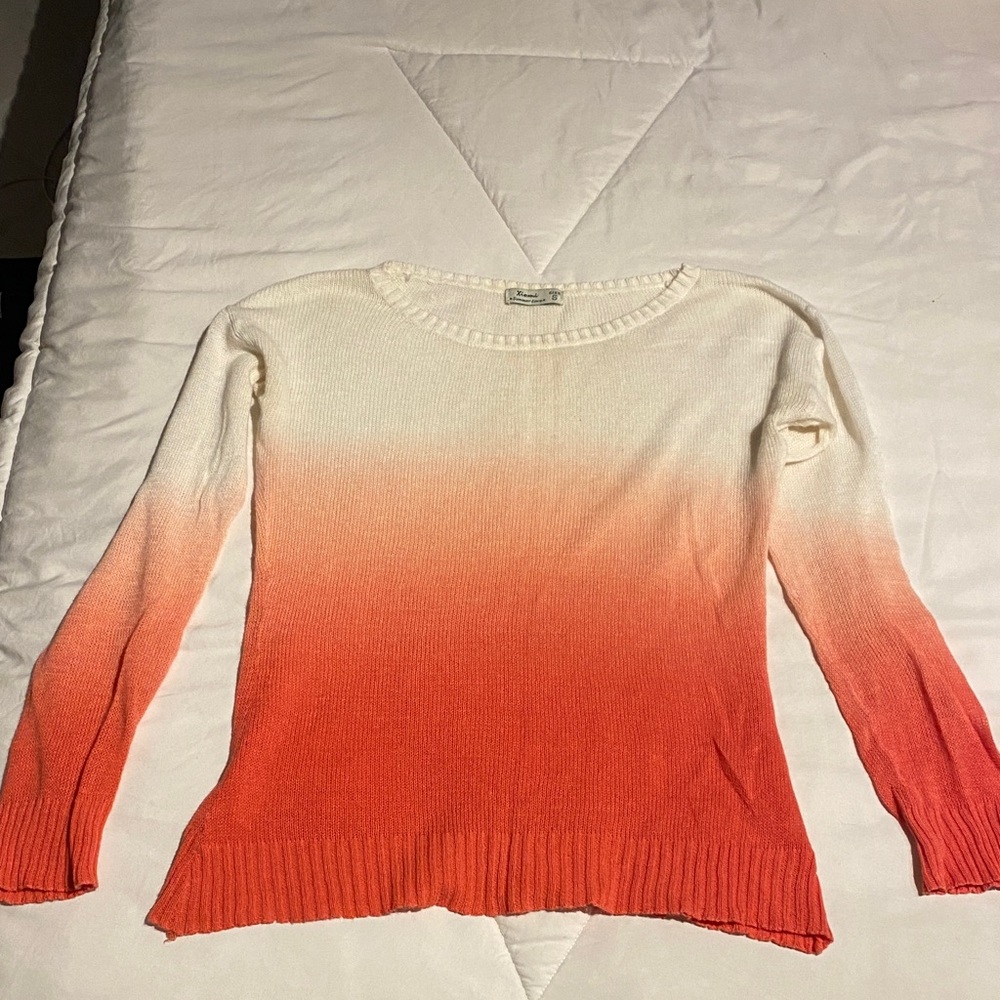 Gradient Orange and White Women's Sweater